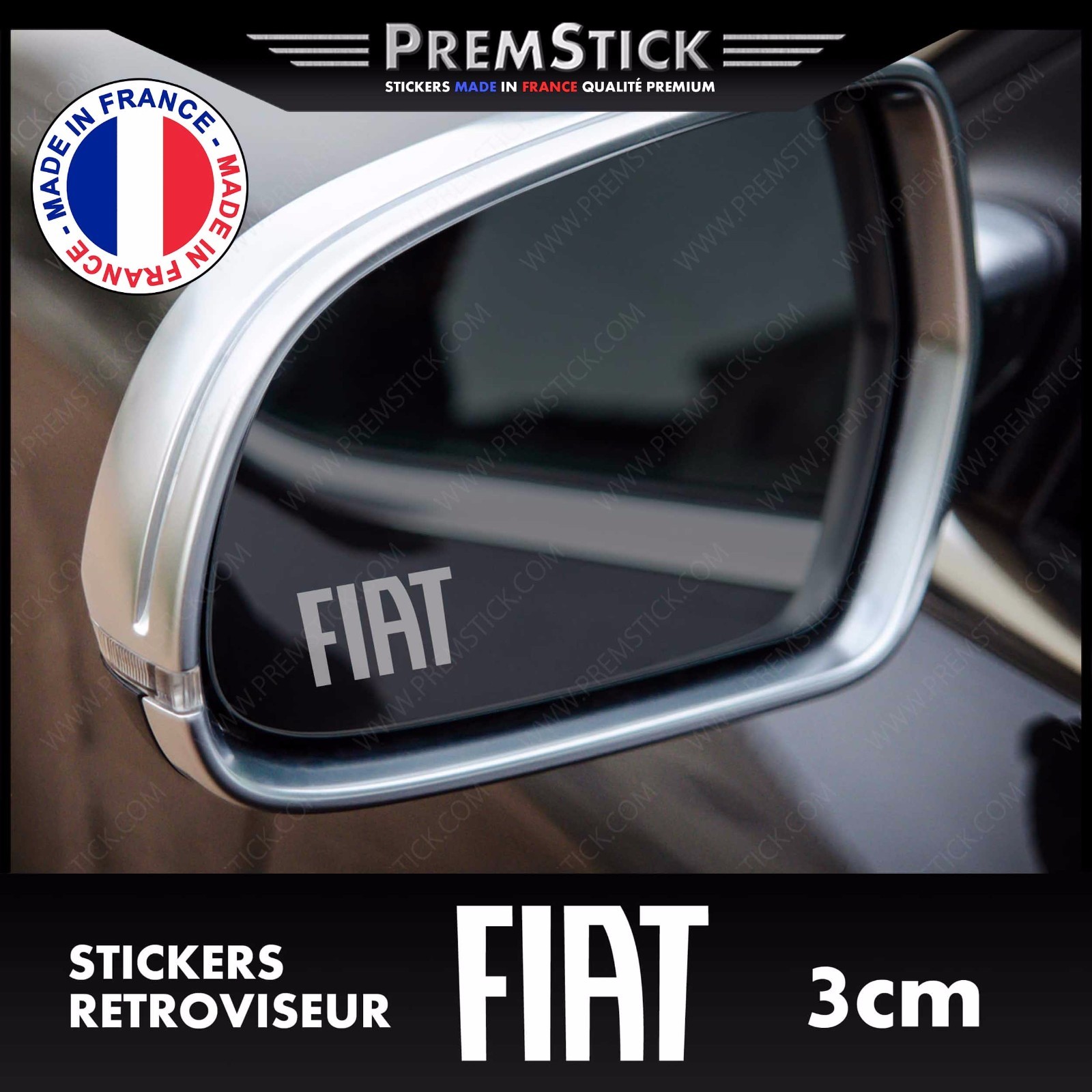 Kit 3 Stickers Retroviseur Voiture Fiat ref1; Auto autocollant retro