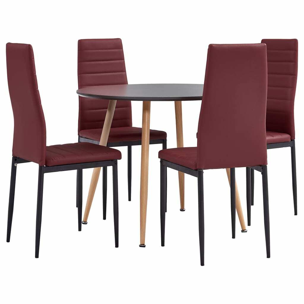 vidaXL Ensemble de Salle à Manger 5 pcs Similicuir Rouge Bordeaux Cuisine vidaXL Ensemble de Salle à Manger 5 pcs Similicuir Rouge Bordeaux Cuisine
