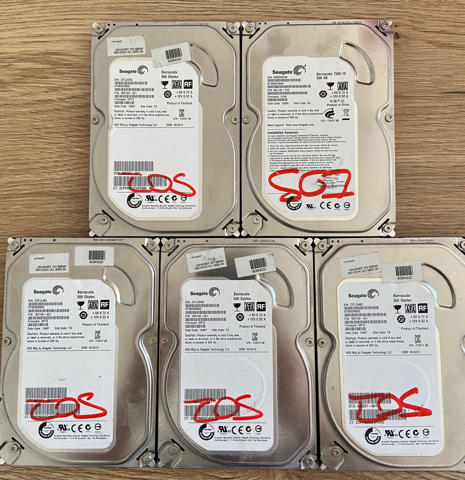 5 disques dur sata 500 giga 3.5 pouces défectueux 5 disques dur sata 500 giga 3.5 pouces défectueux