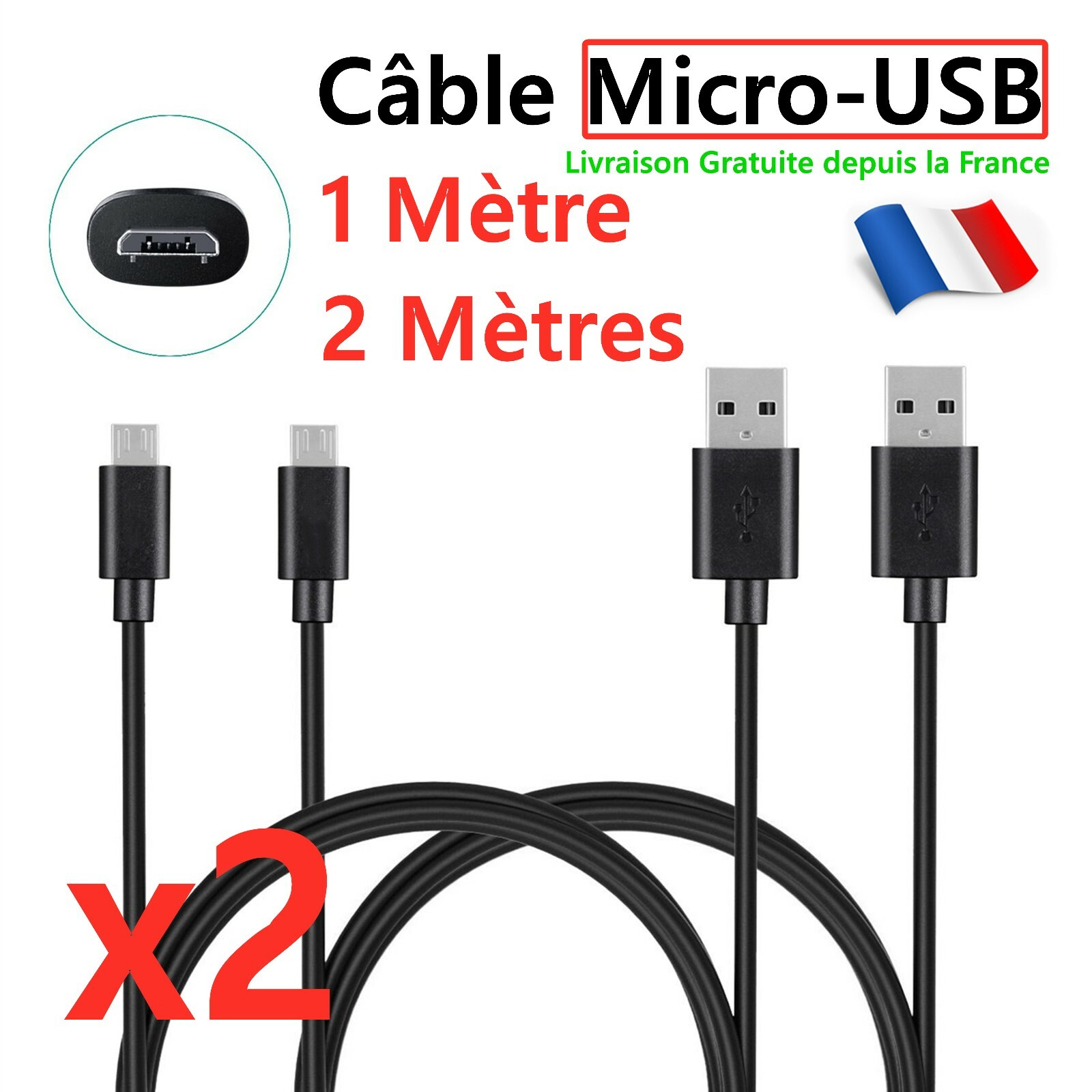 Pour Samsung,Huawei,Sony,Téléphones Android,PS4,GPS Câble Chargeur USB Micro USB Pour Samsung,Huawei,Sony,Téléphones Android,PS4,GPS Câble Chargeur USB Micro USB