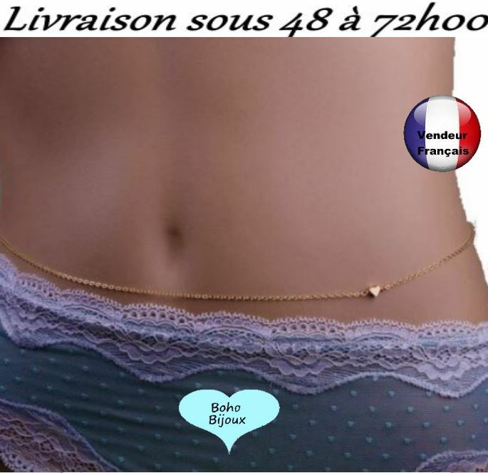 Bijoux chaîne de taille métal doré sexy Boho Bohème bijou de corps Coeur E06 Bijoux chaîne de taille métal doré sexy Boho Bohème bijou de corps Coeur E06
