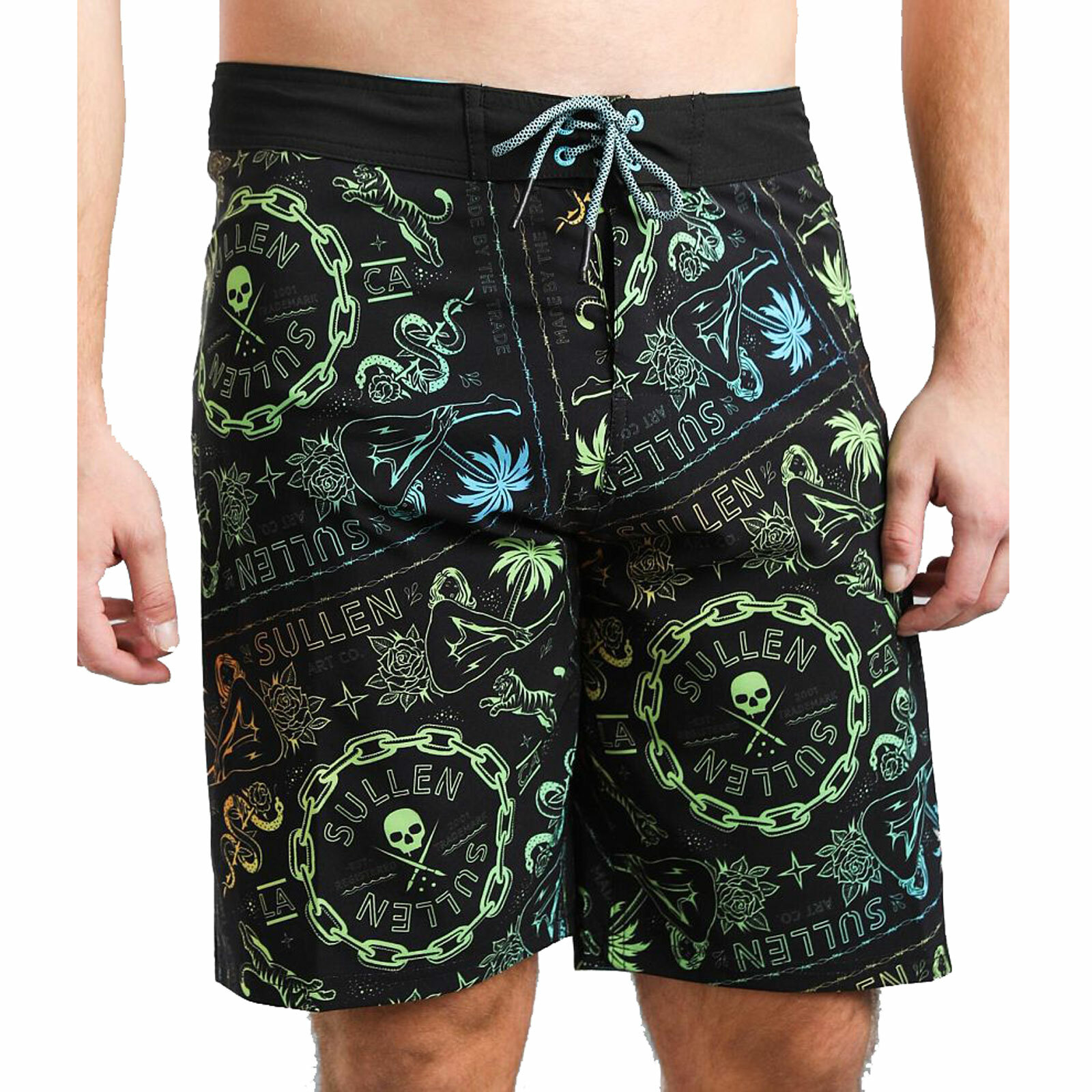 Sullen Homme Côté Sauvage Boardshorts Noir Vêtements Habillement Tatoué Weed 420