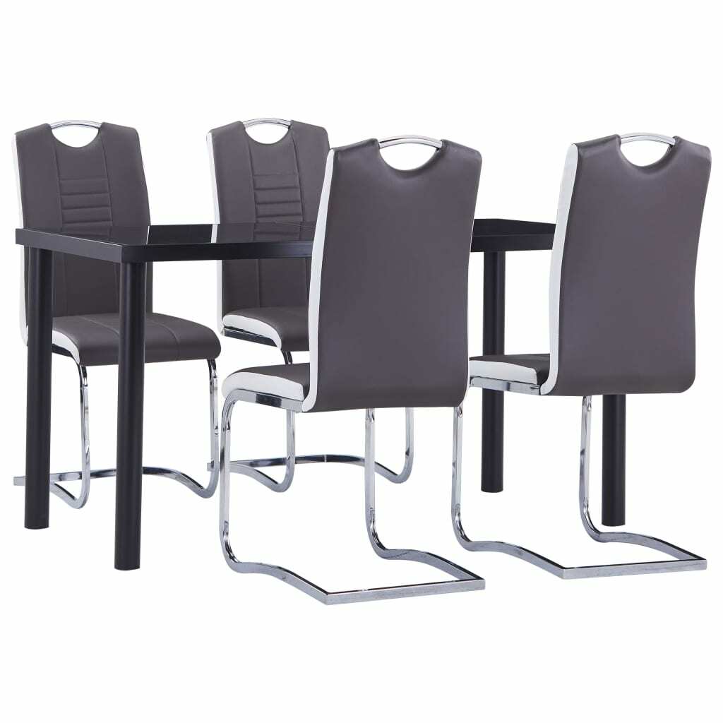 vidaXL Ensemble de Salle à Manger 5 pcs Similicuir Gris Mobilier Cuisine vidaXL Ensemble de Salle à Manger 5 pcs Similicuir Gris Mobilier Cuisine