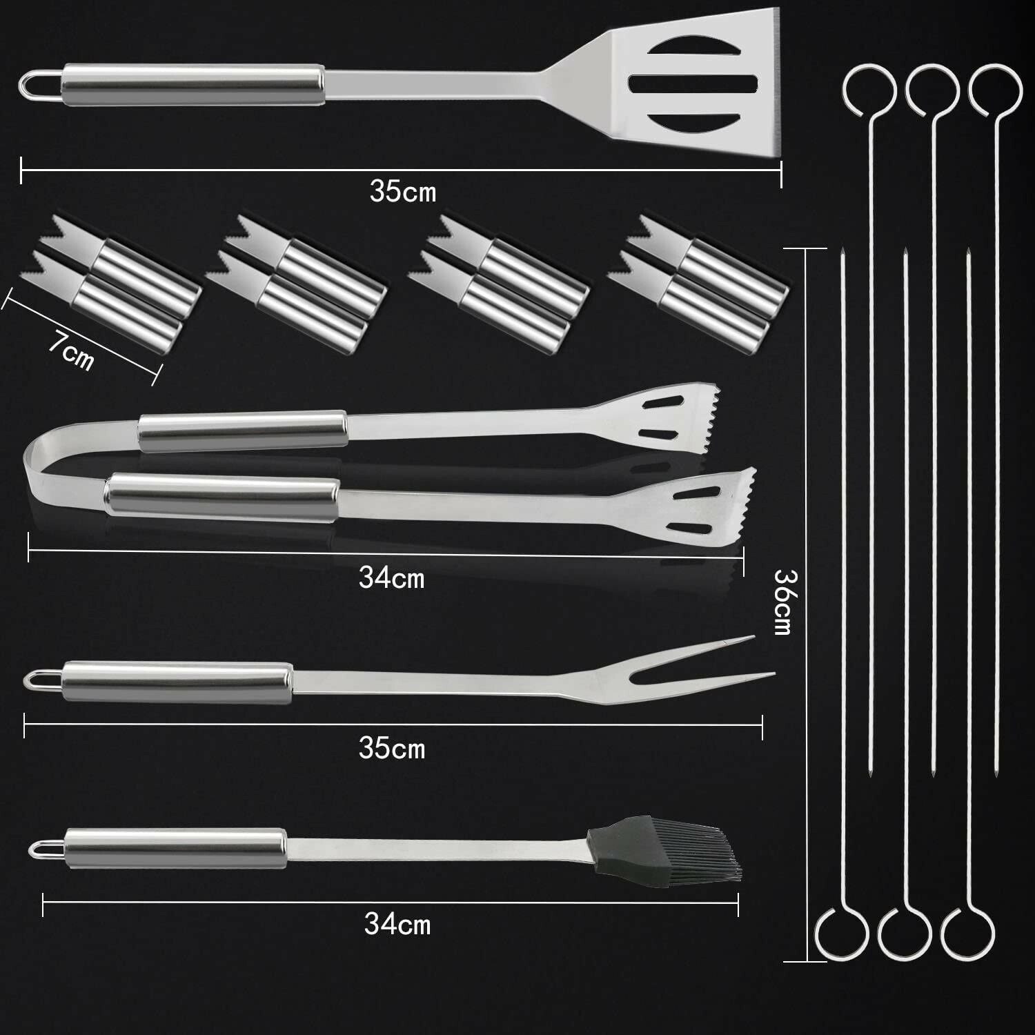 20 PCS Outil de Barbecue, Acier Inoxydable  Ensembles ustensile de cuisine BBQ