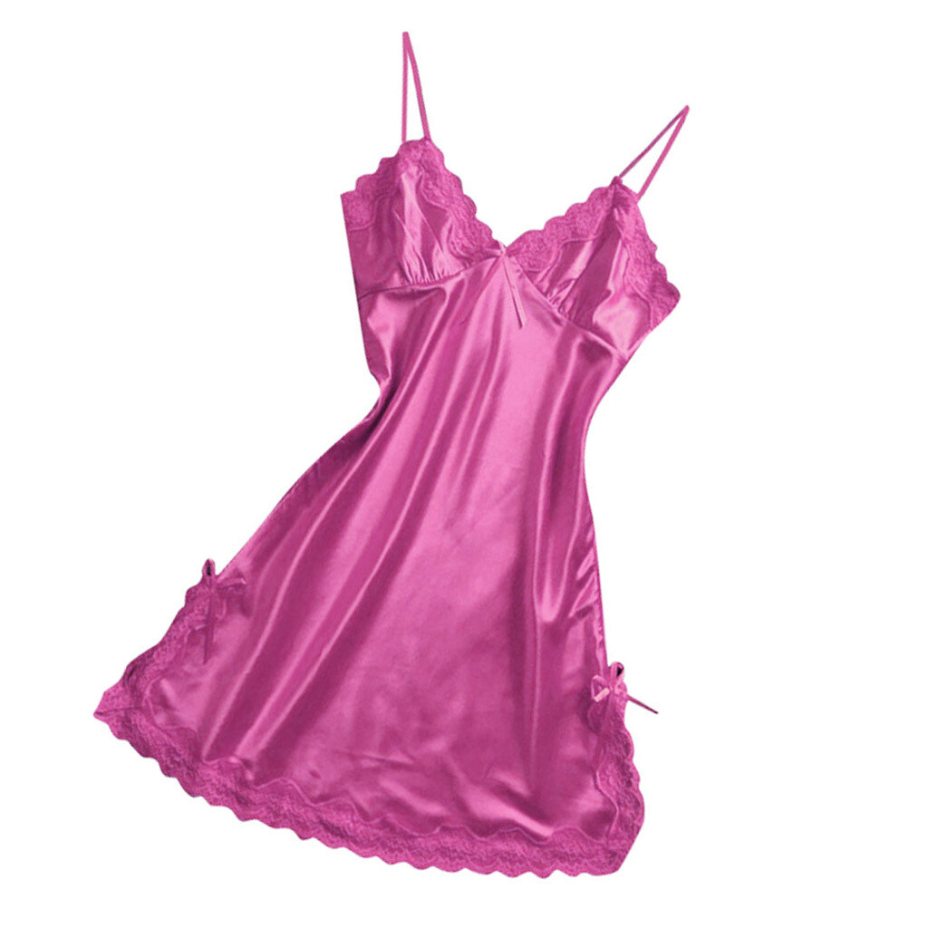 Vêtements de nuit pour femmes Chemise de nuit en satin de soie Babydoll Robe de