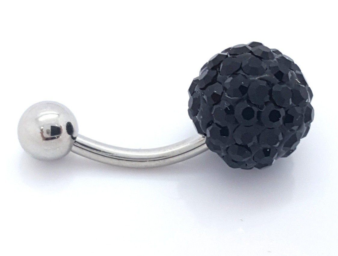 strass nombril barre corps oreille Bijoux de Piercing Surgical Acier Noir strass nombril barre corps oreille Bijoux de Piercing Surgical Acier Noir