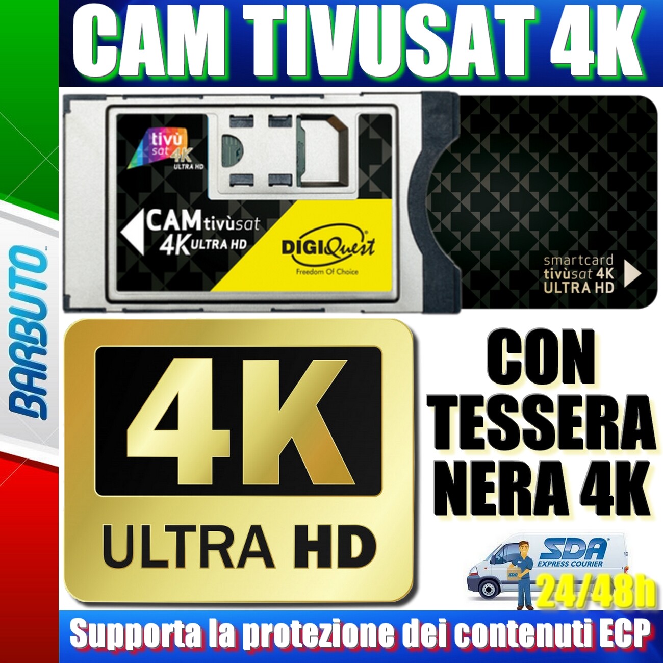 CAM TIVUSAT 4K ULTRA HD CERTIFICATA TIVUSAT + TESSERA 4K NERA – DIGIQUEST CAM TIVUSAT 4K ULTRA HD CERTIFICATA TIVUSAT + TESSERA 4K NERA – DIGIQUEST
