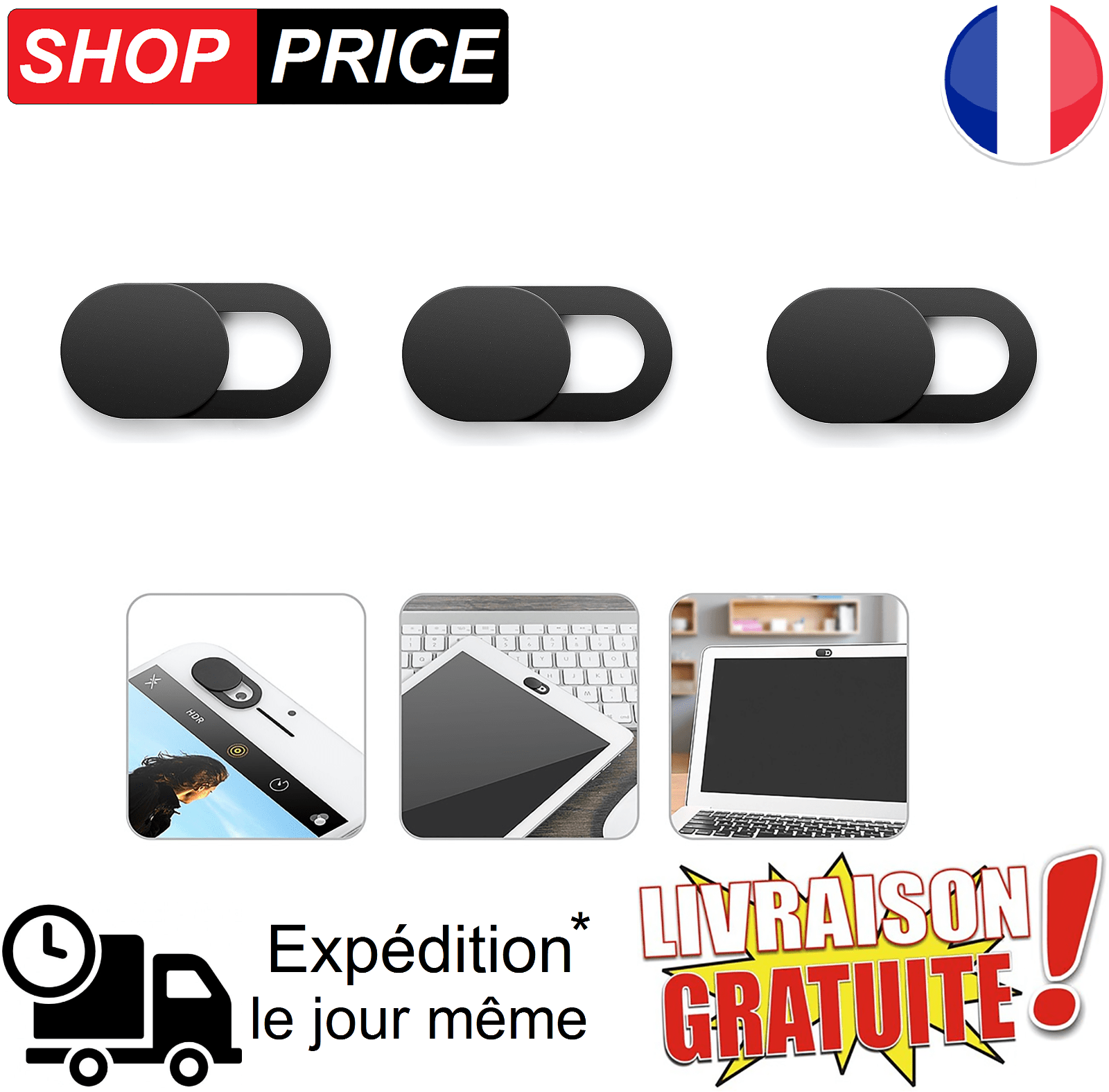 LOT 3 Cache webcam caméra protection anti-espion smartphone ordinateur portable. LOT 3 Cache webcam caméra protection anti-espion smartphone ordinateur portable.