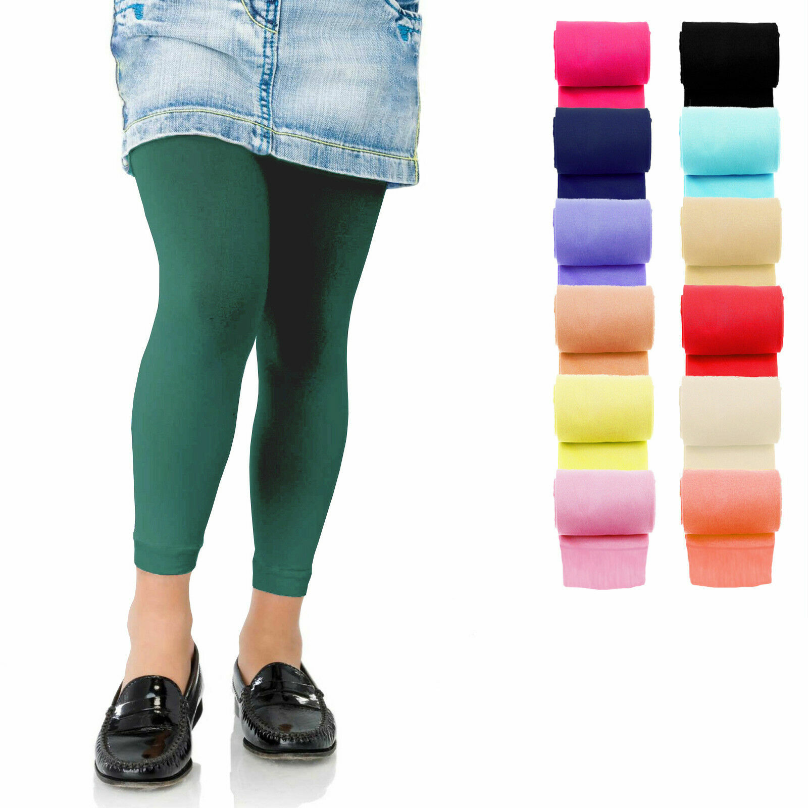 ENFANTS MODE FILLES souple microfibre Leggings 60 DENIER couleurs An 4-13