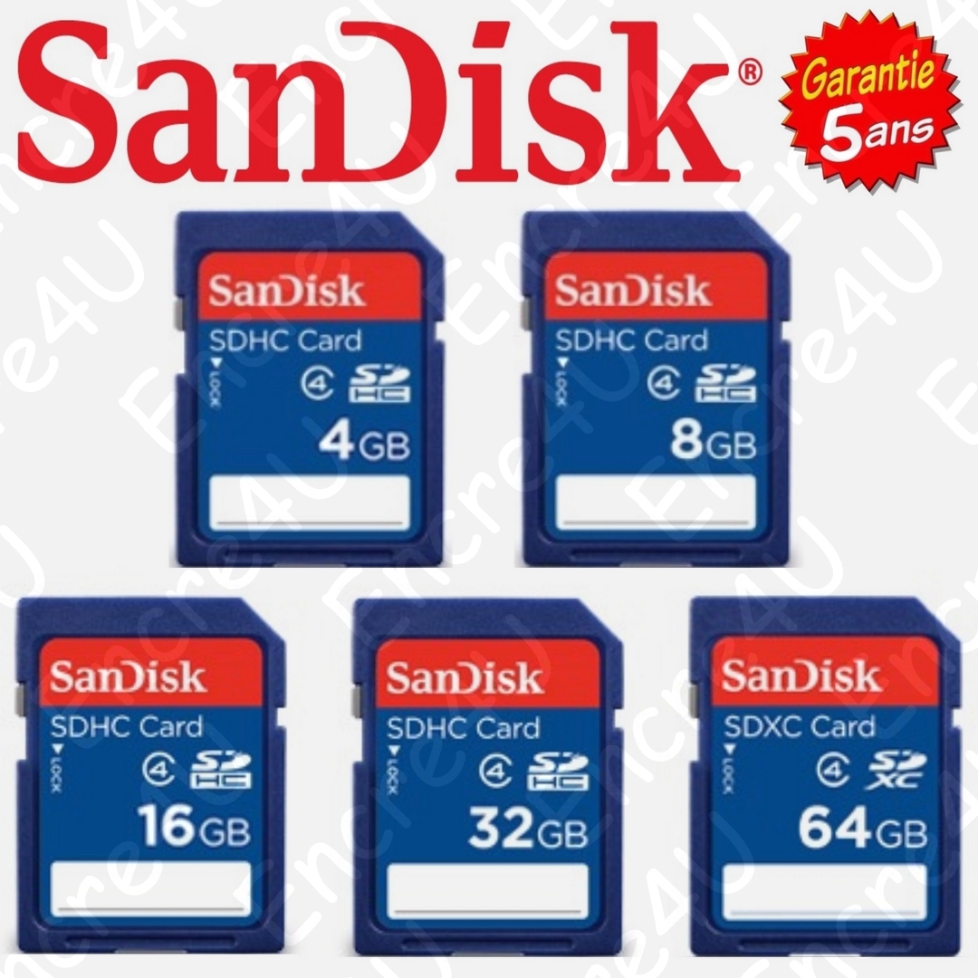 Carte Mémoire SD SDHC SDXC SANDISK 8 16 32 64 Go Gb ( dispo aussi accessoires ) Carte Mémoire SD SDHC SDXC SANDISK 8 16 32 64 Go Gb ( dispo aussi accessoires )