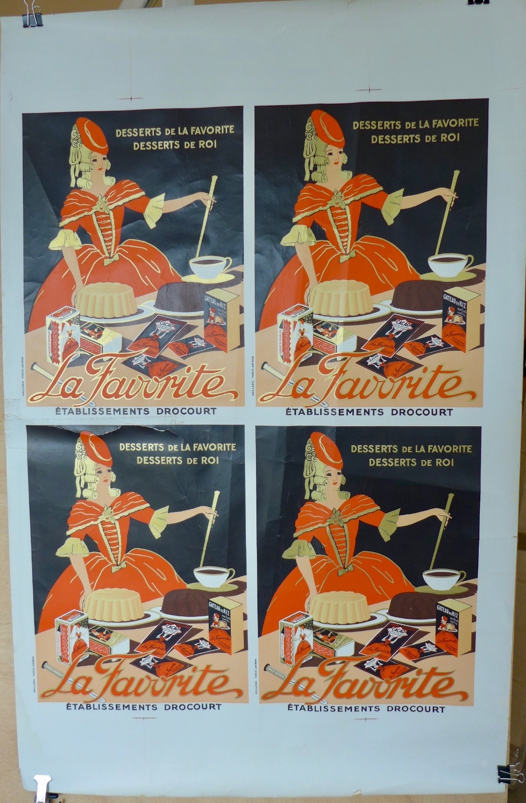 4 AFFICHES ORIGINALES DESSERT LA FAVORITE litho 102*66 cm 4 AFFICHES ORIGINALES DESSERT LA FAVORITE litho 102*66 cm