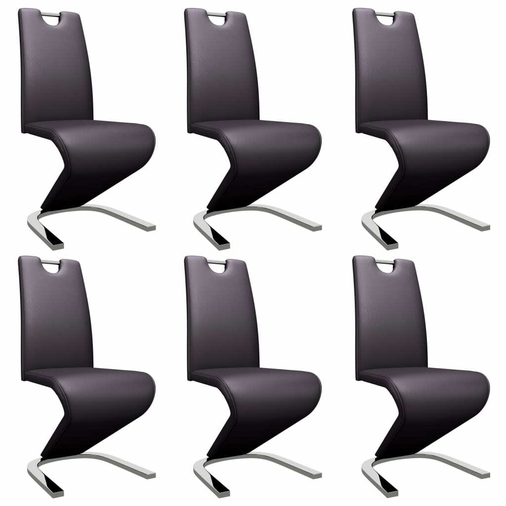 vidaXL 6x Chaises à Dîner avec Forme de Zigzag Marron Similicuir Cuisine vidaXL 6x Chaises à Dîner avec Forme de Zigzag Marron Similicuir Cuisine