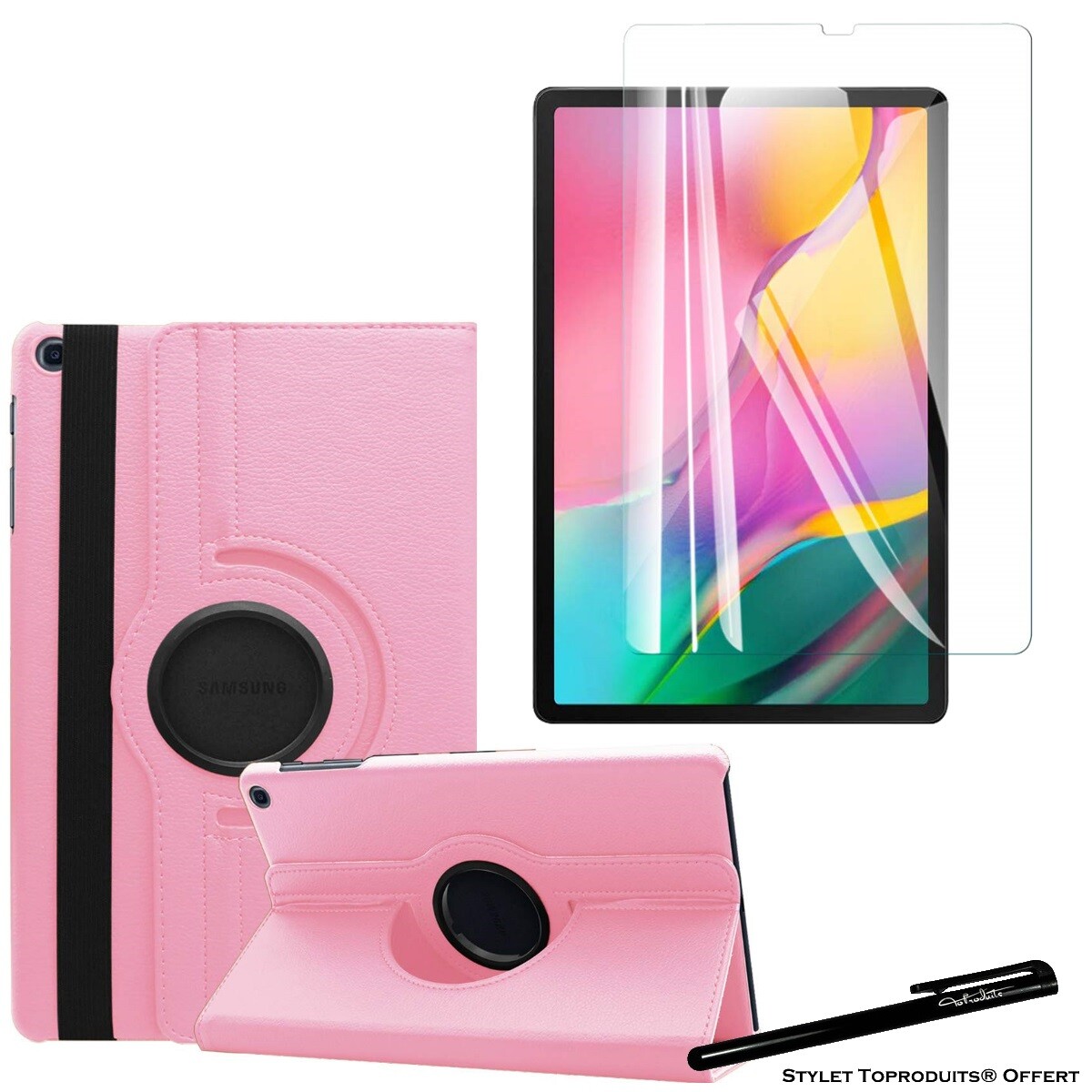 Housse Etui Rose pour Samsung Galaxy Tab A 10.1 2019 T510 + Vitre de protection