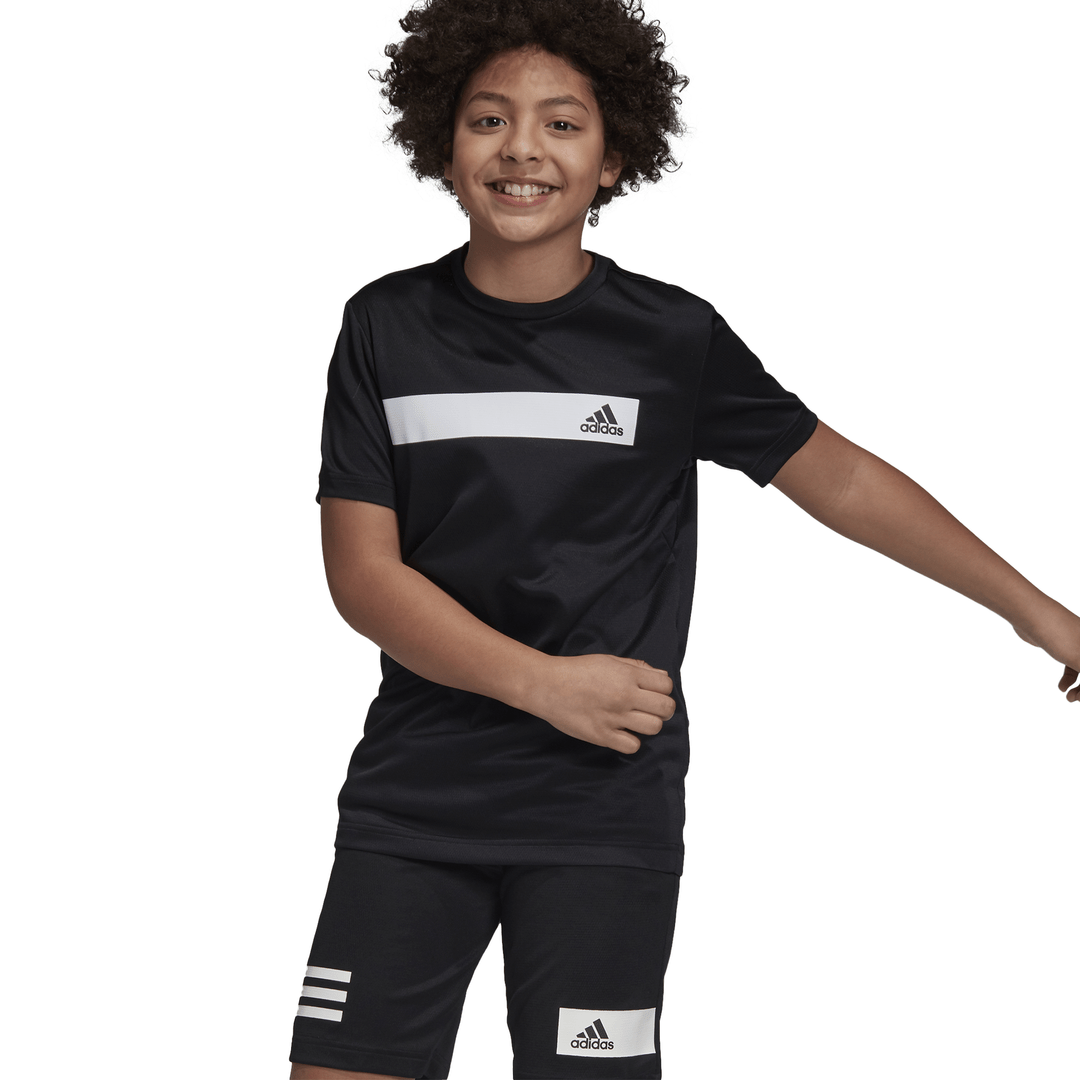 Adidas Garçons Course Entraînement Refroidir Gym T-Shirt Young Mode Enfants Noir