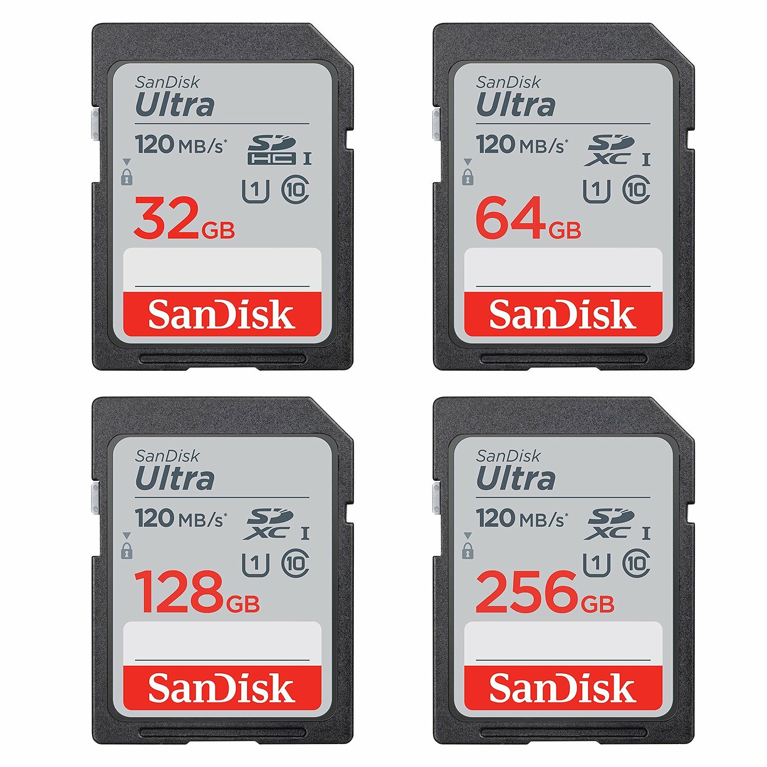 SanDisk 32Go 64Go 128Go 256Go 120Mo/s Ultra Class 10 SD SDXC Carte mémoire FR