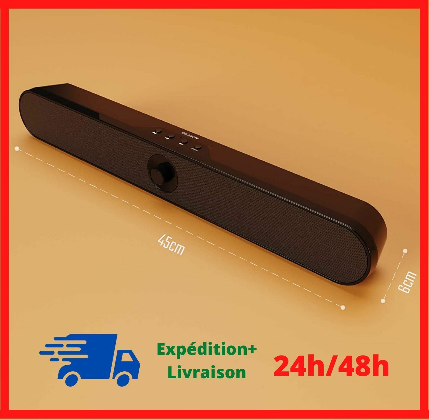 Barre de Son Enceinte sans Fil Haut-Parleur Bluetooth 5.0 Portable pour PC TV