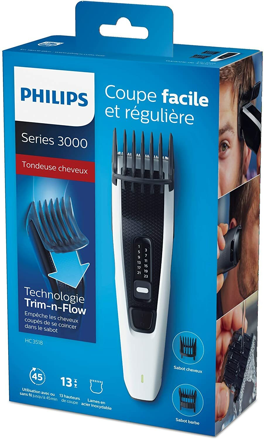 Philips HC3518/15 Tondeuse cheveux et barbe rechargeable avec technologie a Philips HC3518/15 Tondeuse cheveux et barbe rechargeable avec technologie a