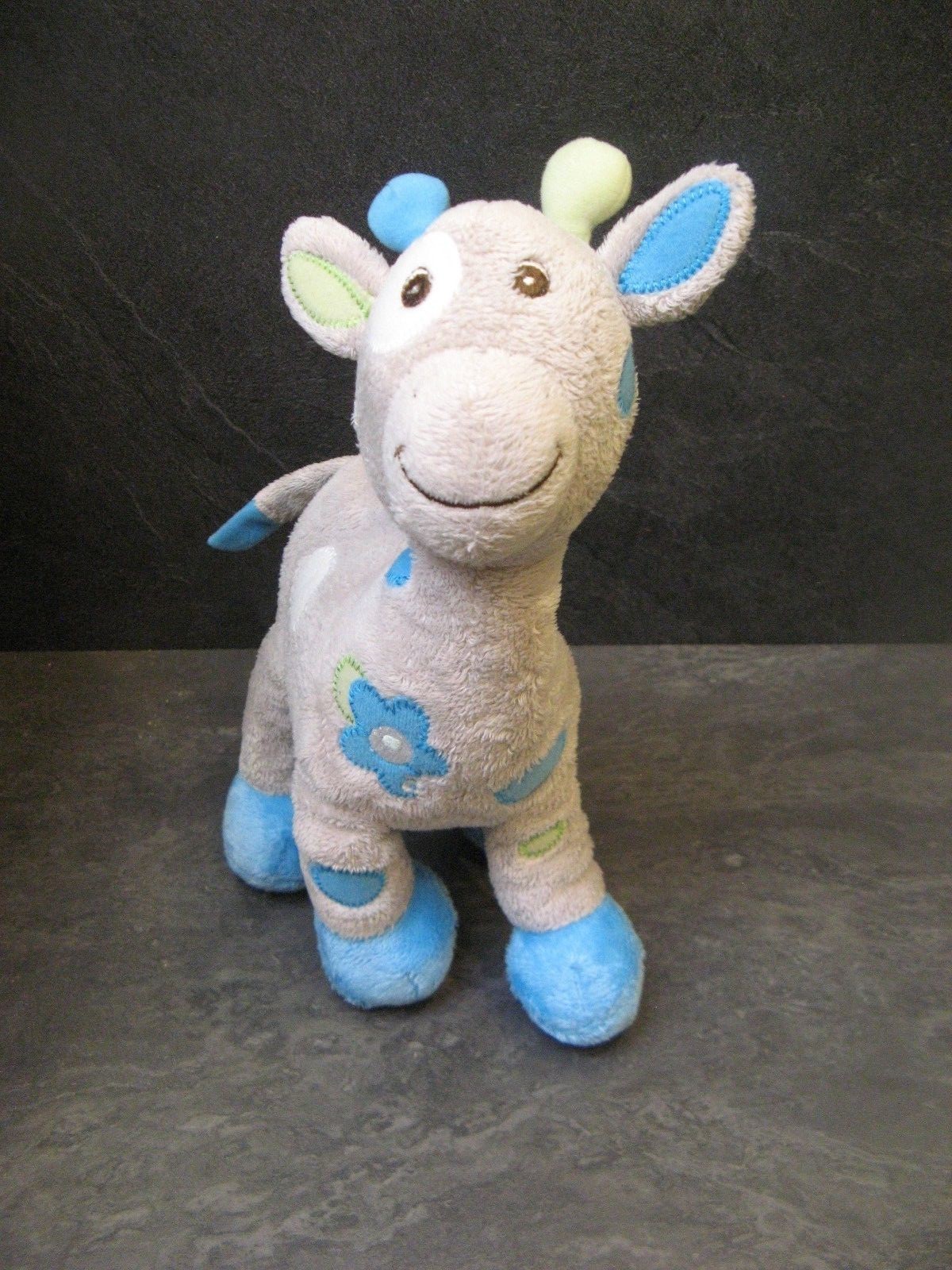 peluche doudou girafe grise bleu fleur arthur et lola peluche doudou girafe grise bleu fleur arthur et lola