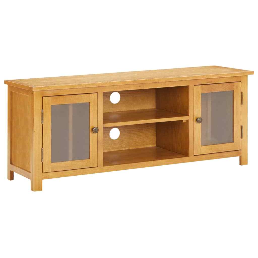 vidaXL Bois de Chêne Massif Meuble TV Armoire Basse Divertissement Salon vidaXL Bois de Chêne Massif Meuble TV Armoire Basse Divertissement Salon