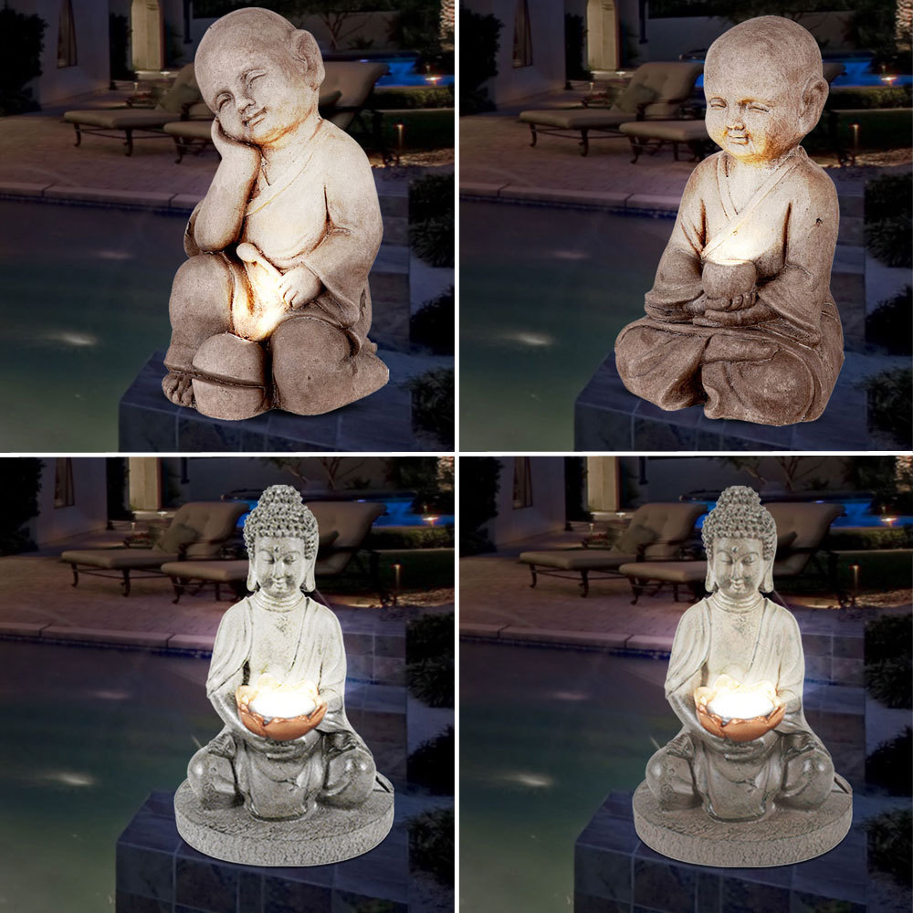 LED Lumières solaires Bouddha Figurines Décoration de jardin Éclairage extérieur