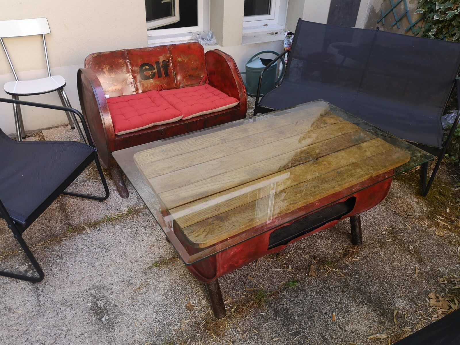 Salon de jardin industriel bidon d huile Salon de jardin industriel bidon d huile