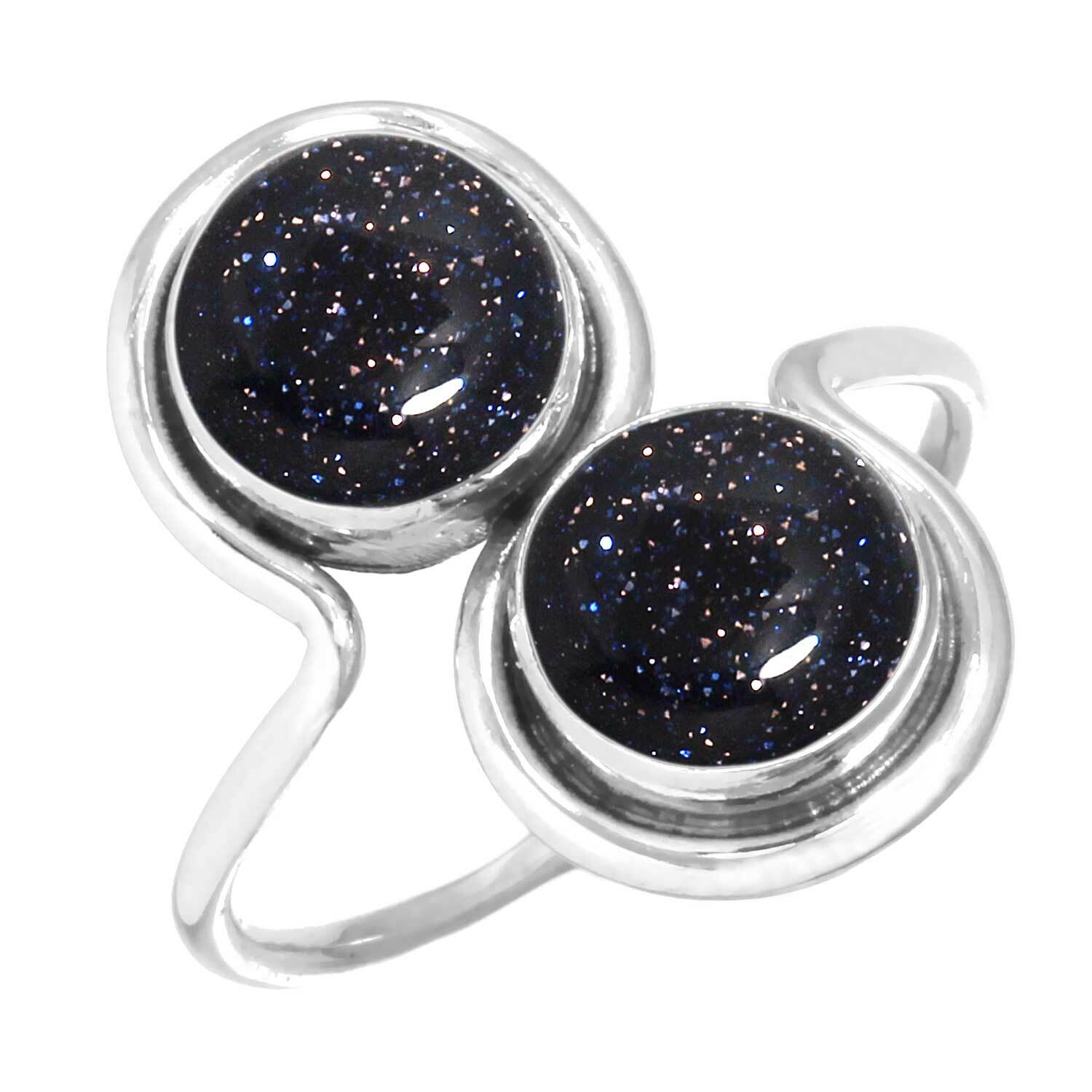 Bleu Pierre de Soleil Femme Bijoux 925 Argent Sterling Taille Bague 8 Id25967