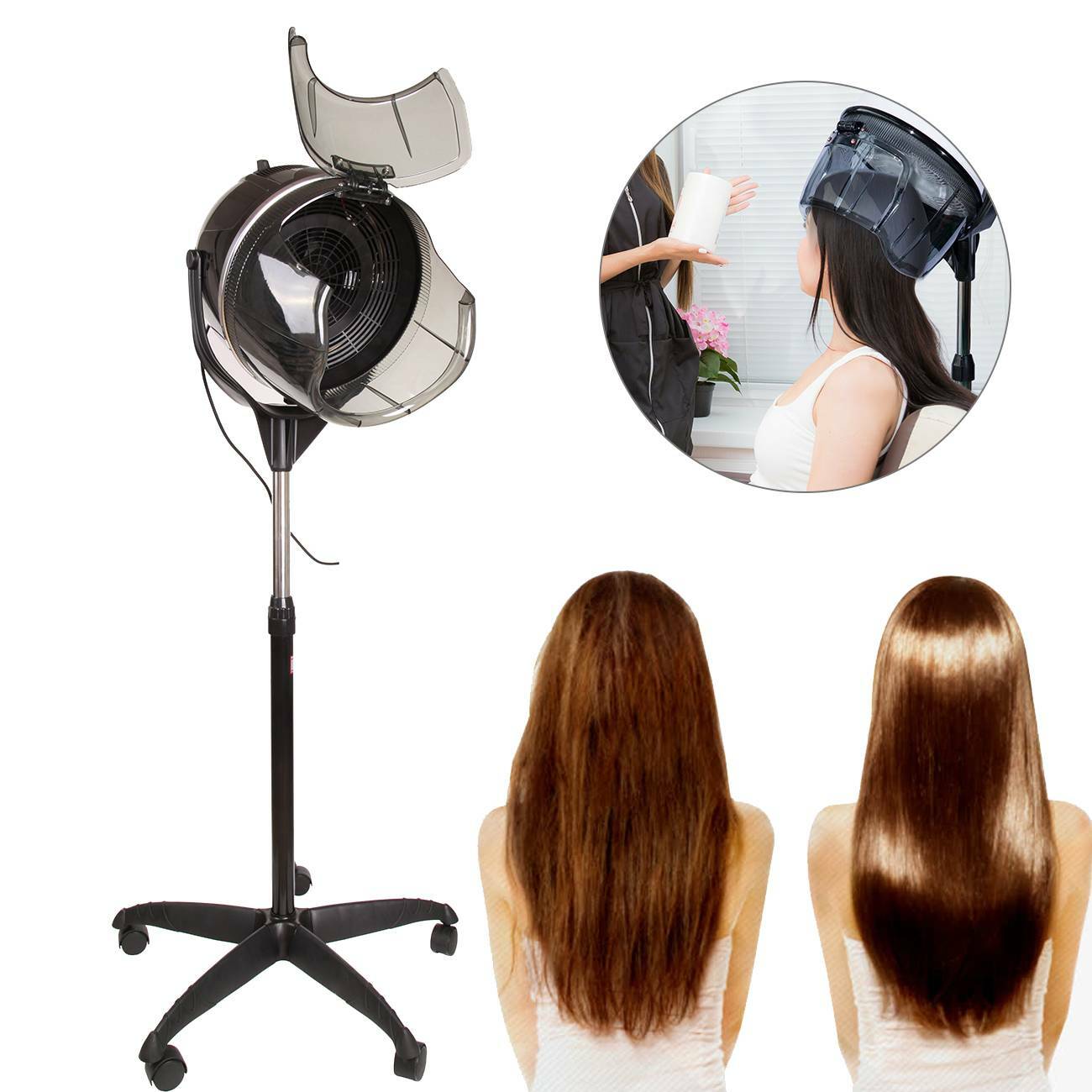 Professionnel Sèche Cheveux Casque Capuche Sèche Hotte Sèche-Cheveux Pied 1000W