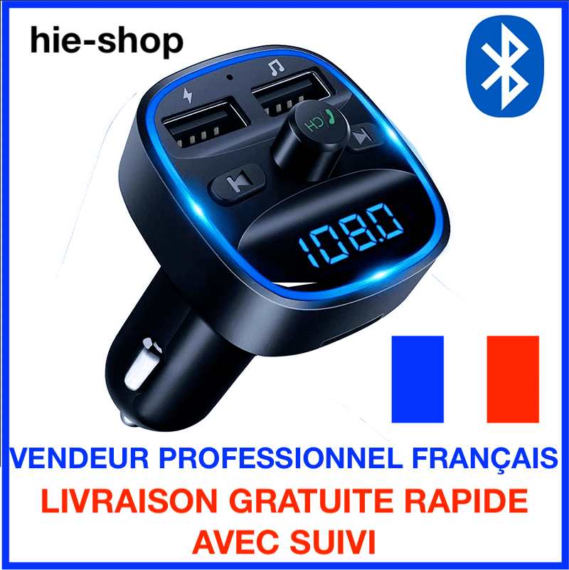 Transmetteur FM sans fil Bluetooth 5.0 Adaptateur MP3 Kit voiture Chargeur USB .