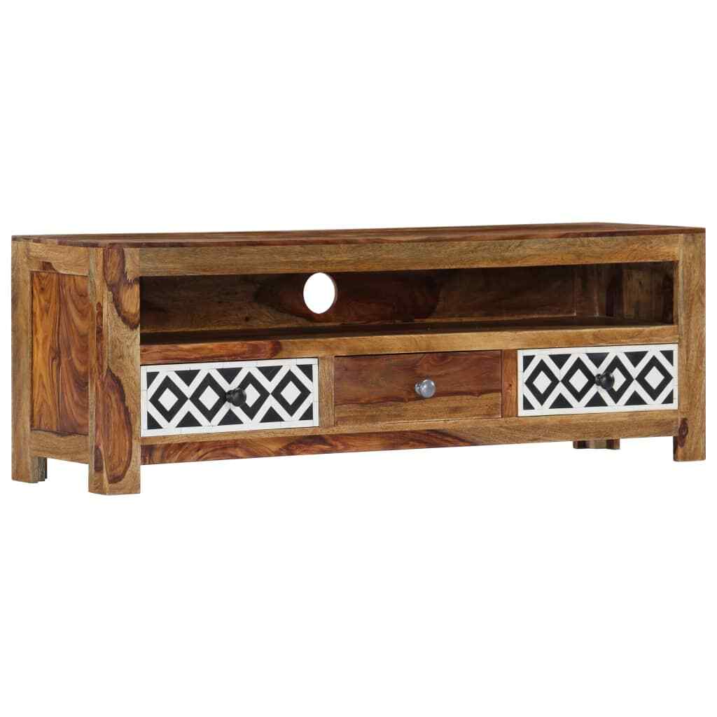 vidaXL Bois de Sesham Solide Meuble TV Armoire Stéréo Bas Multimédia Salon