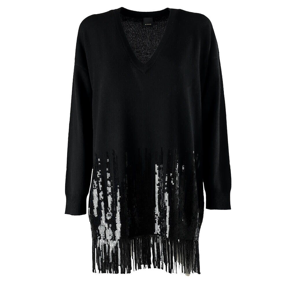 Vêtements pour femmes Robe Tennis Noir Paillettes Pinko SS2021 Vêtements pour femmes Robe Tennis Noir Paillettes Pinko SS2021