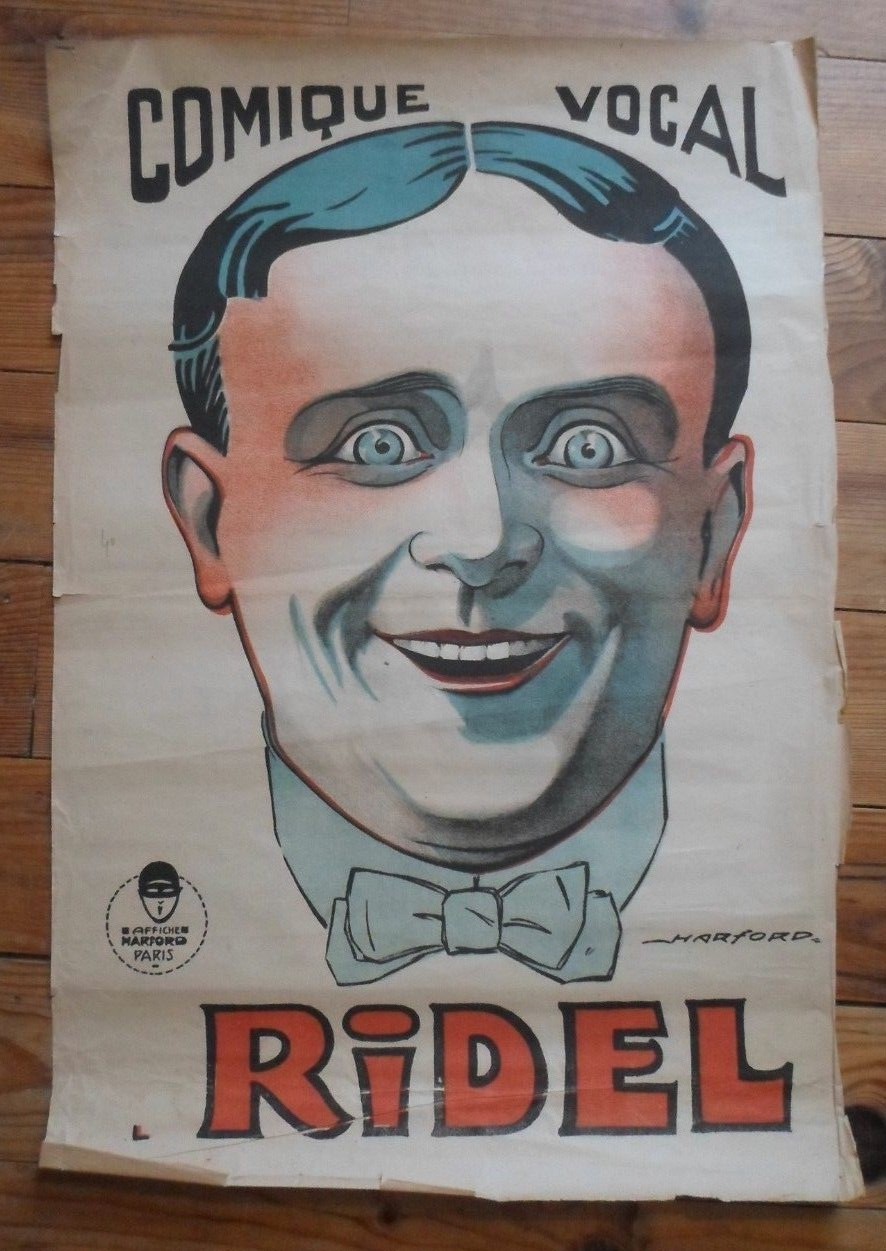 affiche originale – comique vocal – RIDEL – Affiches HARFORD litho couleurs affiche originale – comique vocal – RIDEL – Affiches HARFORD litho couleurs