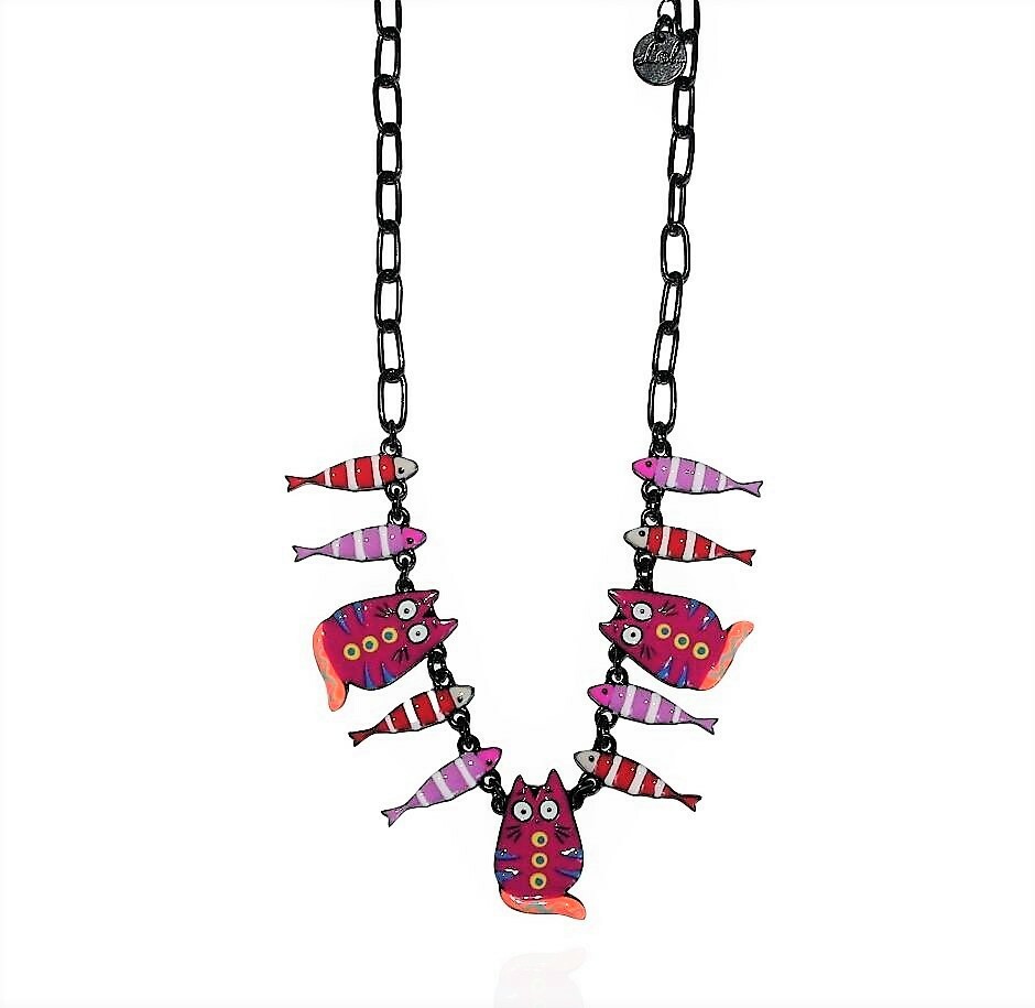 Lol Bijoux – Collier Chat Framboise – Poissons – Lolilota Lol Bijoux – Collier Chat Framboise – Poissons – Lolilota