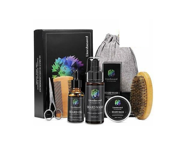 LIONBEARD Coffret de rasage 8 produit, Kit Soins Barbe Pour Hommes cadeaux idéal
