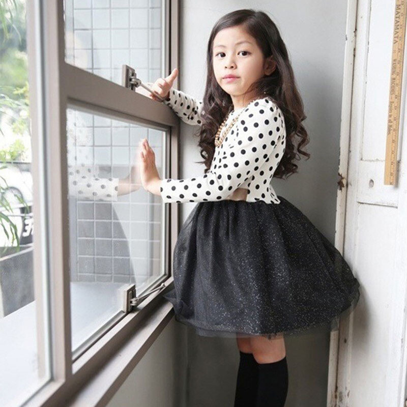 Enfants Hiver Robe Manches Longues Fille Mode Vêtements Enfants Princesse Tutu
