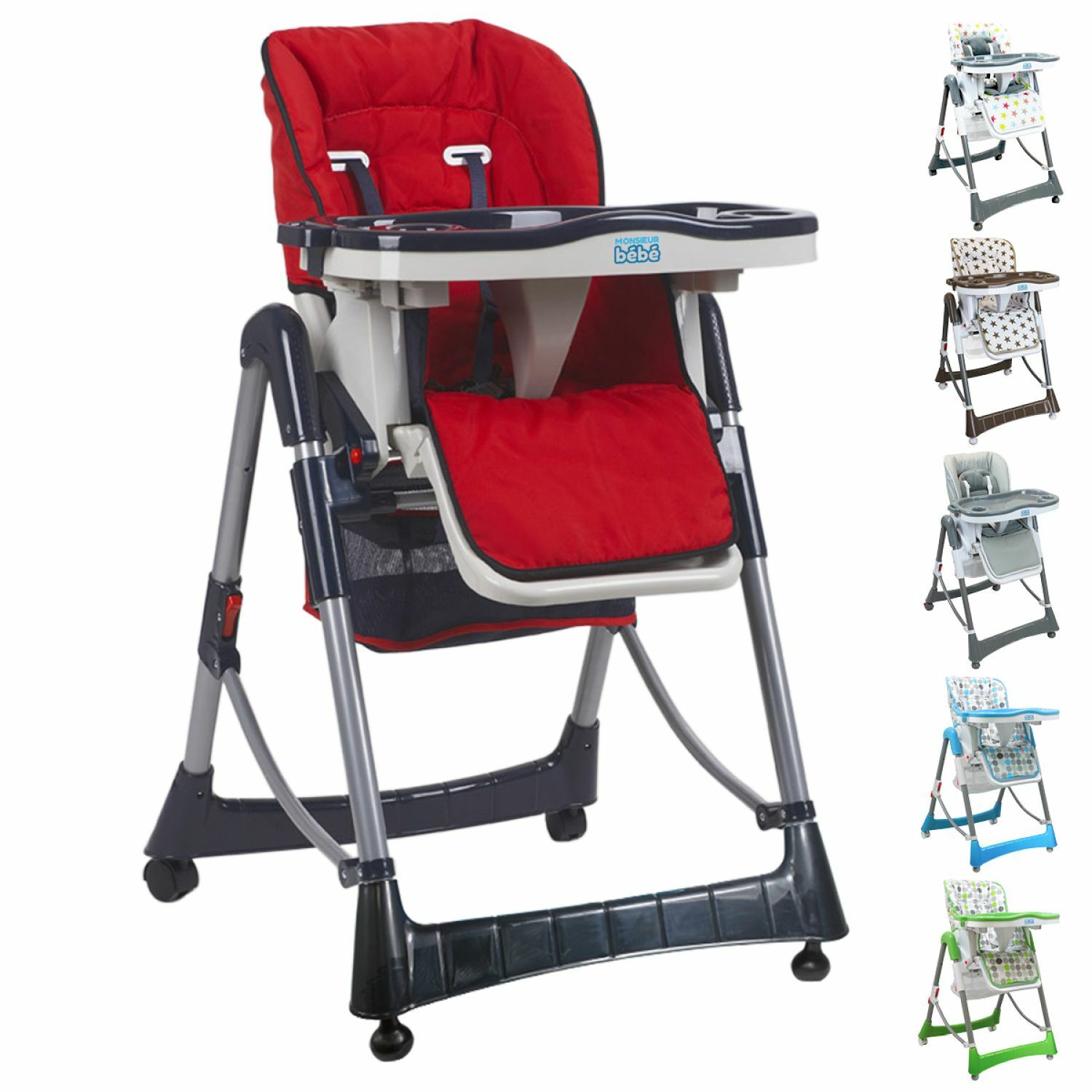 MONSIEUR BEBE ® CHAISE HAUTE ENFANT PLIABLE RÉGLABLE HAUTEUR DOSSIER ET