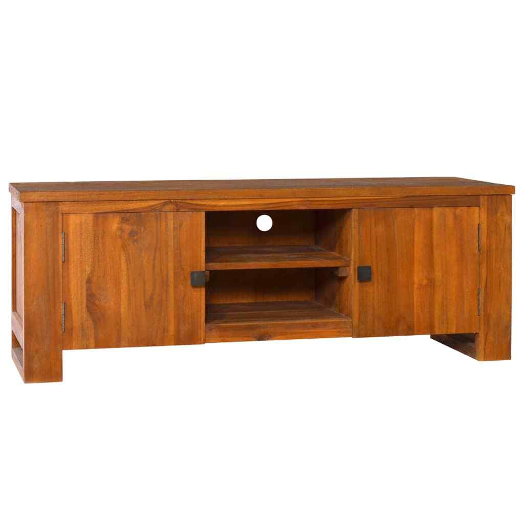 vidaXL Bois de Teck Massif Meuble TV Armoire Basse Divertissement Intérieur