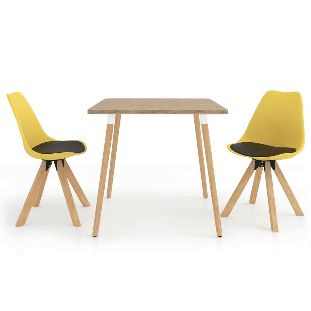 vidaXL Ensemble de Salle à Manger 3 pcs Noir et Jaune Table et Chaises Cuisine