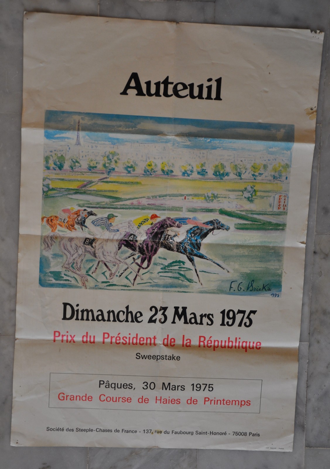 2 affiches Course d’Auteuil 1975 et 1977/ Prix du président de la République