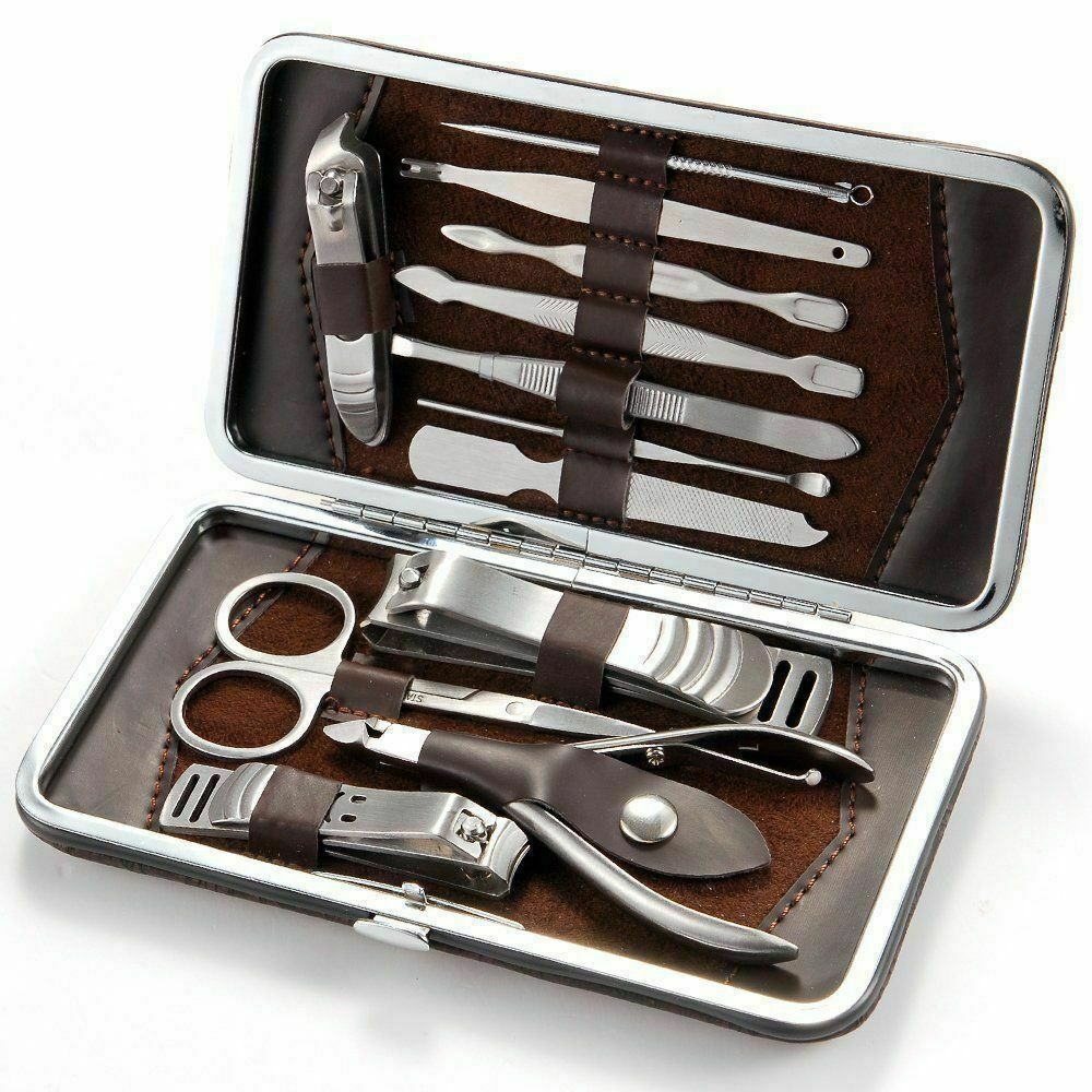 Set Trousse Manucure 12 Pièces Pedicure Manicure Kit Coupe Ongles Pince comédons