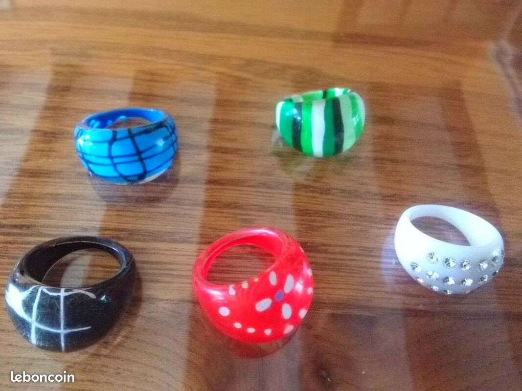 5 Bagues bulle fantaisie 5 Bagues bulle fantaisie