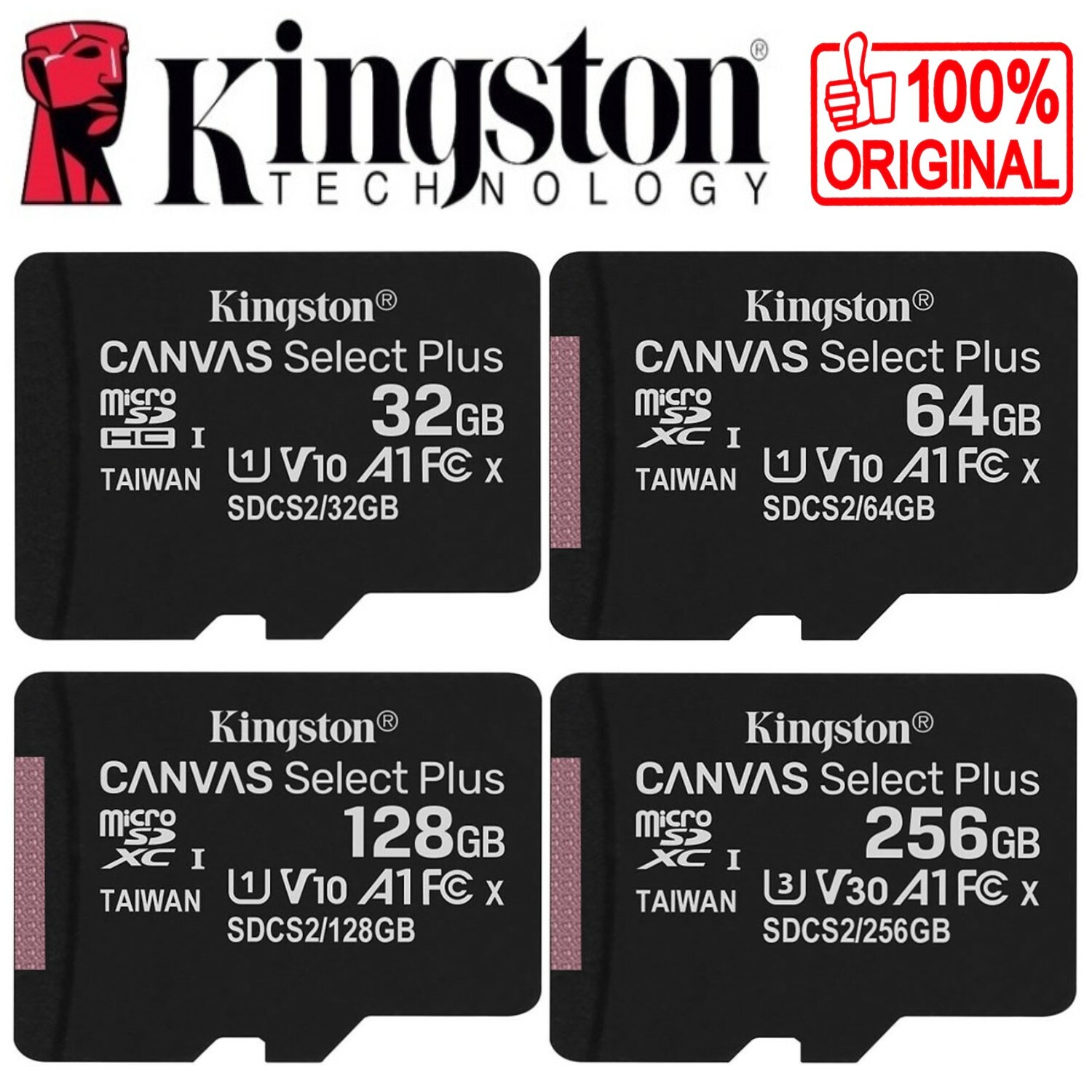 Carte Mémoire KINGSTON Micro SD SDHC SDXC 32 64 128 256 GO GB GIGA ( Classe 10 )