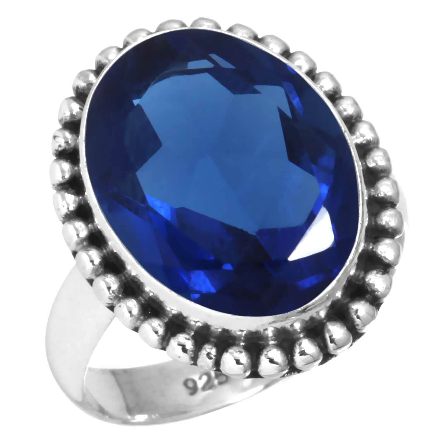 925 Argent Sterling de Collection Bijoux Bleu Saphir Simulé Gemstone Ring C7 925 Argent Sterling de Collection Bijoux Bleu Saphir Simulé Gemstone Ring C7