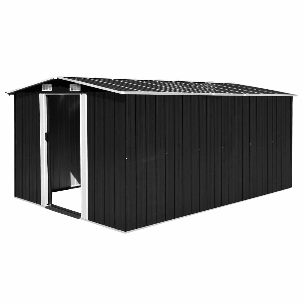 vidaXL Abri de Jardin 257x398x178 cm Métal Anthracite Terrasse Cabane à Outils vidaXL Abri de Jardin 257x398x178 cm Métal Anthracite Terrasse Cabane à Outils