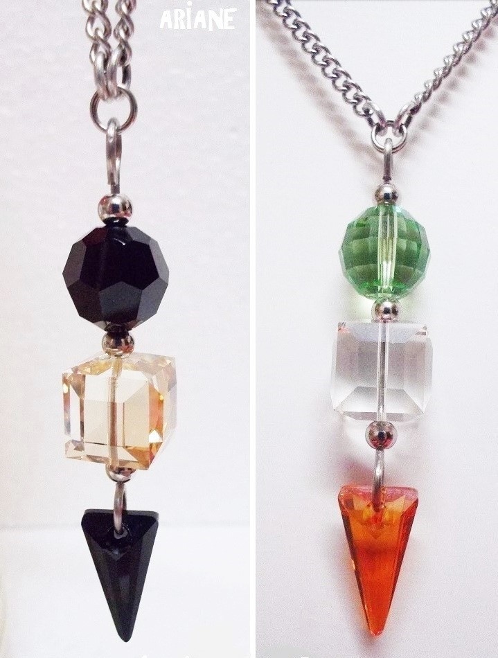 Pendentif Art Déco en cristal Swarovski, flèche noire ou orange, bijoux 1930 Pendentif Art Déco en cristal Swarovski, flèche noire ou orange, bijoux 1930