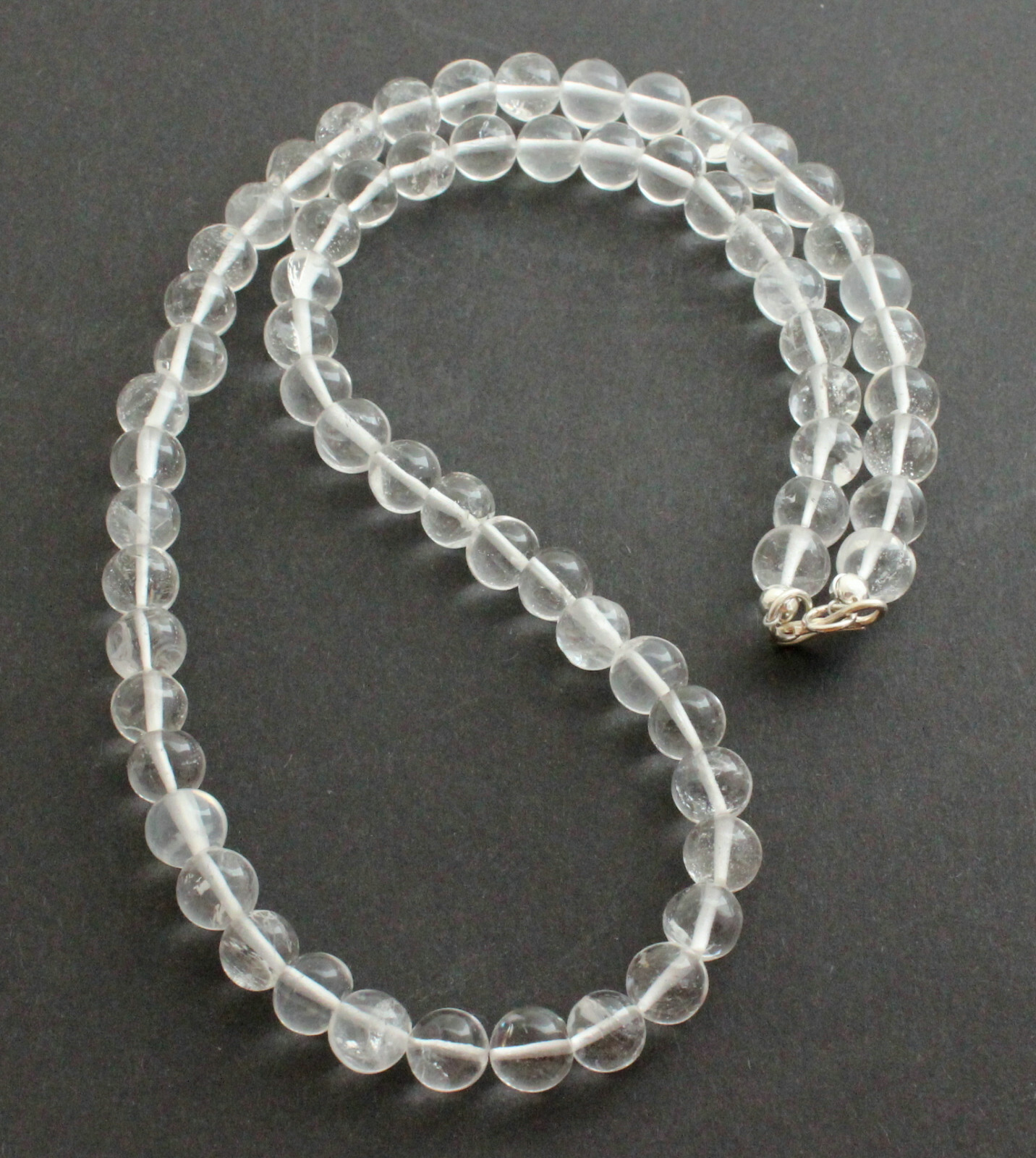 Cristal de Roche Collier Pierres Précieuses Bijoux Chaîne 925 Argent Env. 50 CM