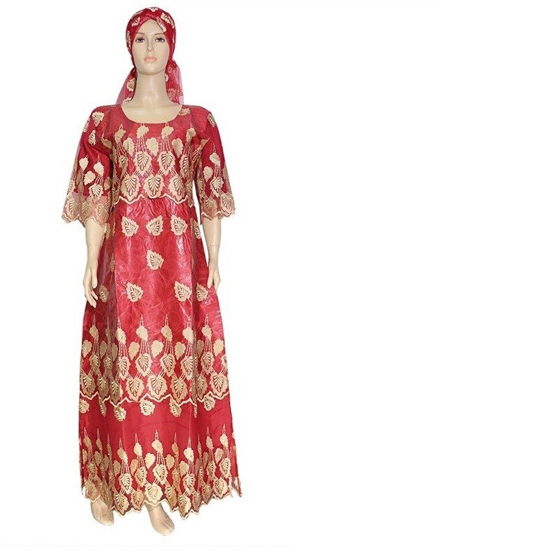 Grande Taille Africain pour Femmes Vêtements Broderie À Robes Maxi Avec Foulard Grande Taille Africain pour Femmes Vêtements Broderie À Robes Maxi Avec Foulard