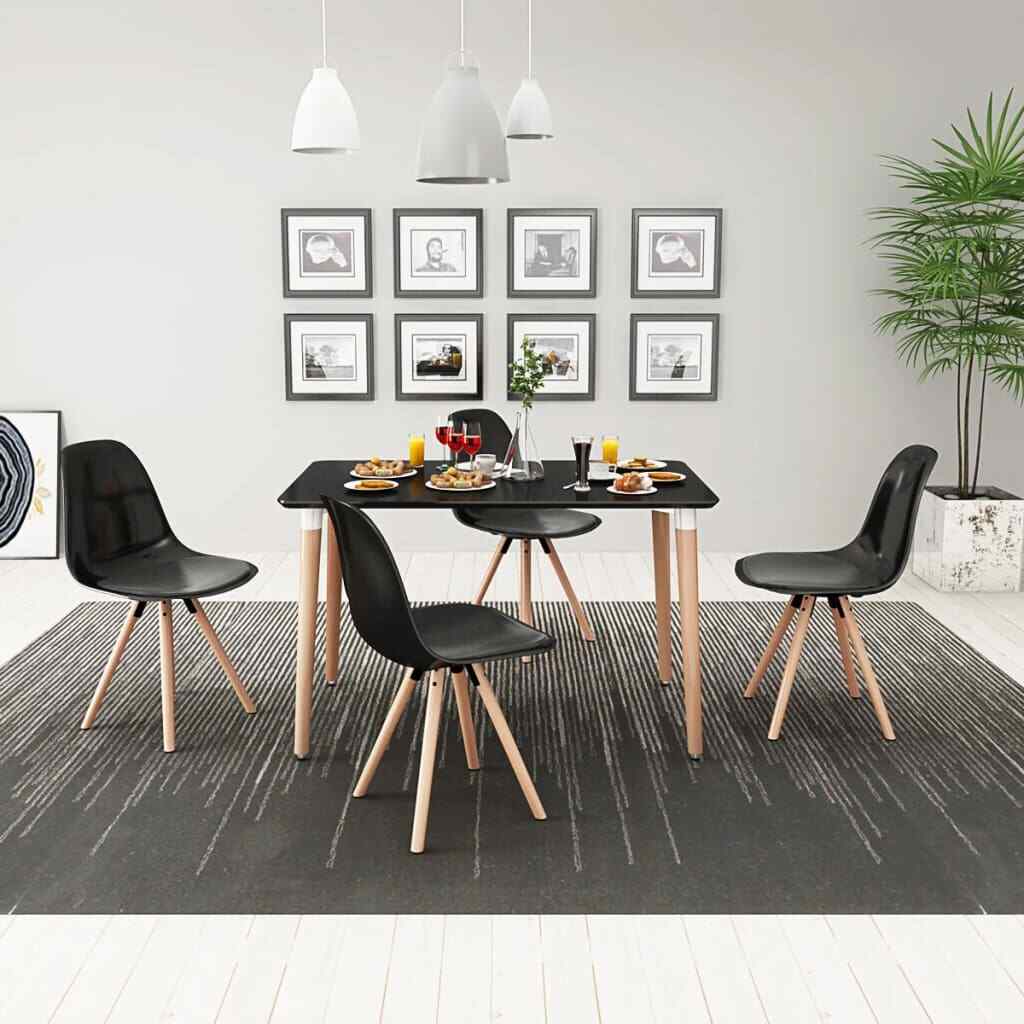 vidaXL Ensemble de table et chaises de salle à manger cuisine 5 pièces Noir vidaXL Ensemble de table et chaises de salle à manger cuisine 5 pièces Noir