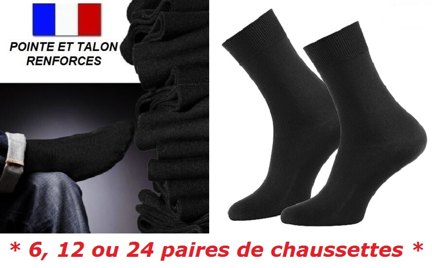 6 / 12 / 24 PAIRES DE CHAUSSETTES UNI NOIR HOMME GARCON COTON TALON RENFORCE 6 / 12 / 24 PAIRES DE CHAUSSETTES UNI NOIR HOMME GARCON COTON TALON RENFORCE