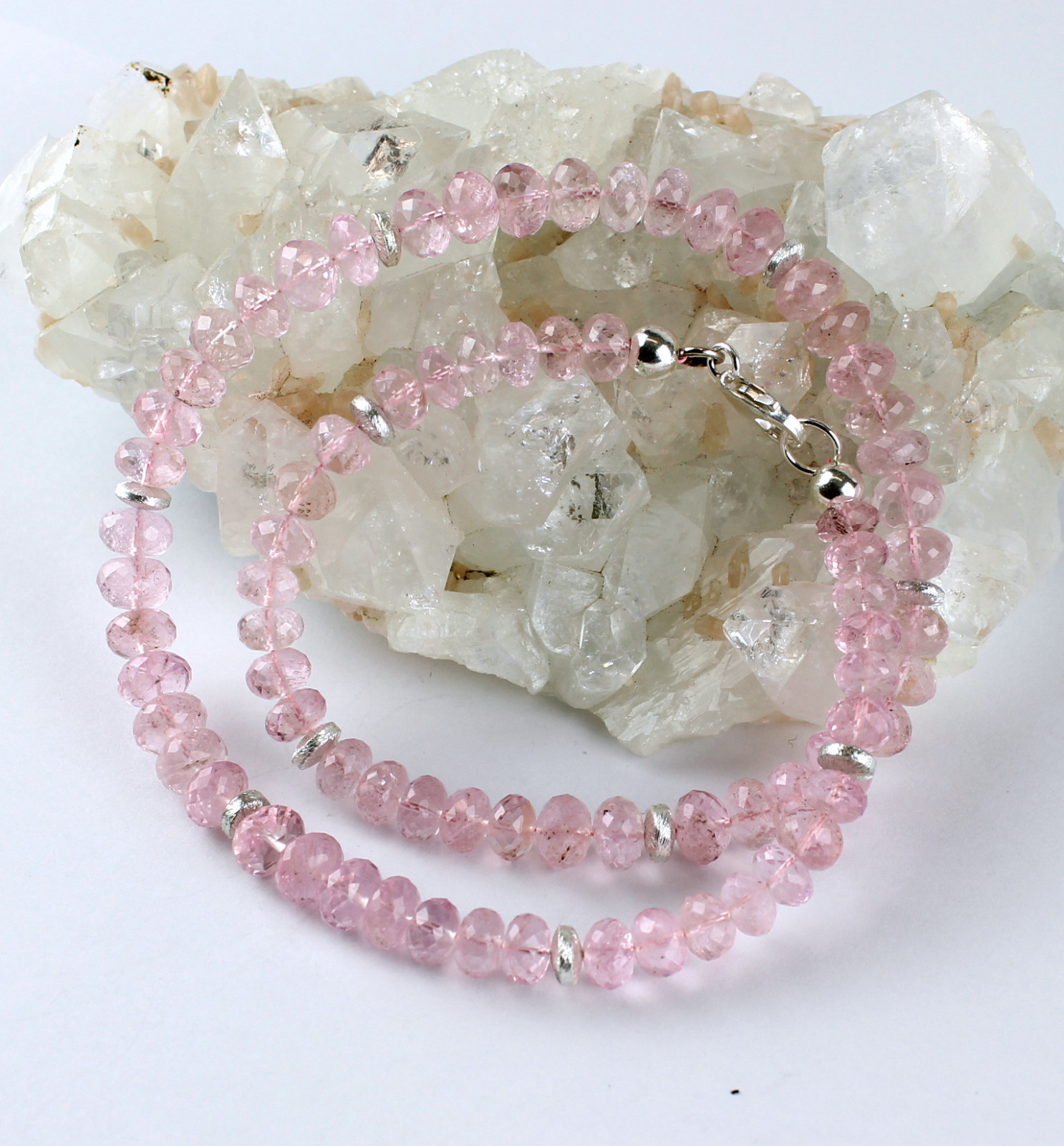 Noble Morganite Collier de Pierres Précieuses Rose Béryl Femme Vrai Bijoux 46 CM Noble Morganite Collier de Pierres Précieuses Rose Béryl Femme Vrai Bijoux 46 CM