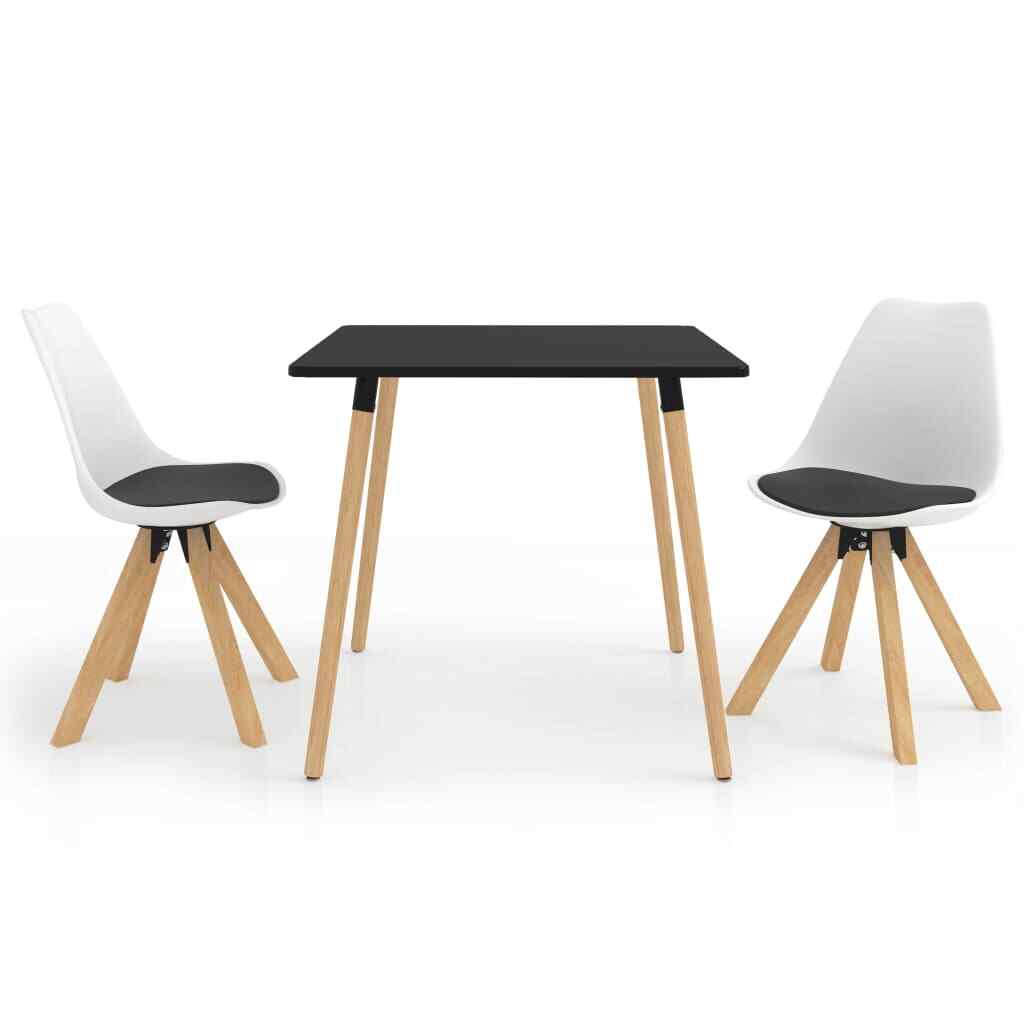 vidaXL Ensemble de Salle à Manger 3 pcs Noir et Blanc Mobilier Cuisine Dîner vidaXL Ensemble de Salle à Manger 3 pcs Noir et Blanc Mobilier Cuisine Dîner
